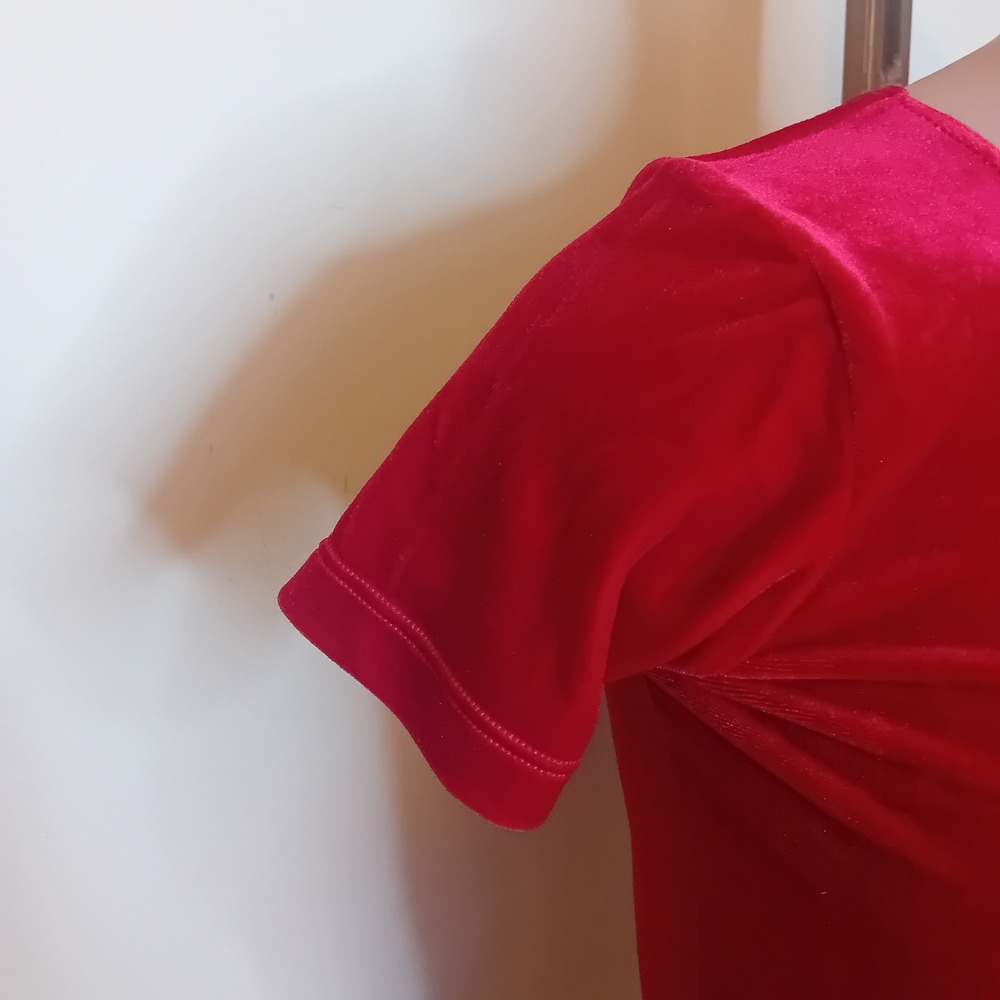 NWT Y2K American Apparel Velvet Crop Top Short Sleeve Tee Shirt Bloody Red‎ XS - Picture 9 of 16